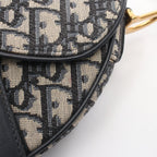 Dior Saddle Bag Mini Oblique Peacock Navy Canvas Leather Ivory — view 8