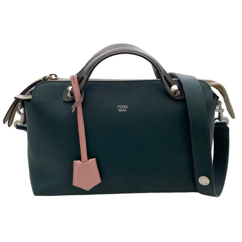 Fendi by the Way Medium 2-Way Handbag 8 Bl124 Leather Green Beige Multicolor