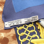Hermes Scarf Carre 90 Casques Et Plumets Silk Blue Brown Multicolor — view 3