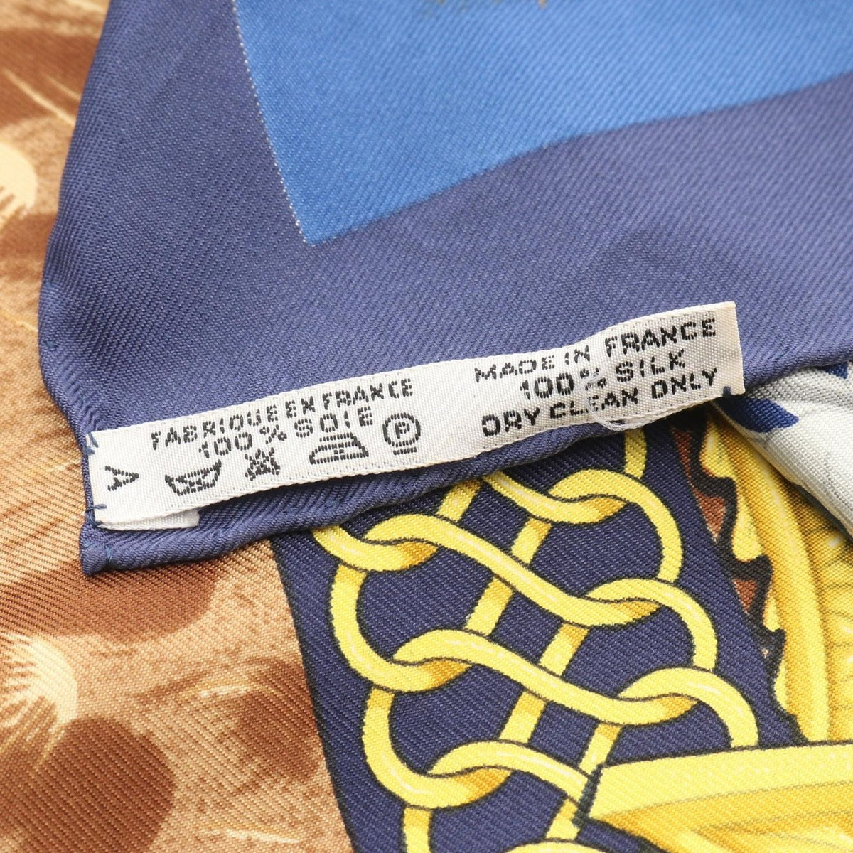 Hermes Scarf Carre 90 Casques Et Plumets Silk Blue Brown Multicolor — view 3