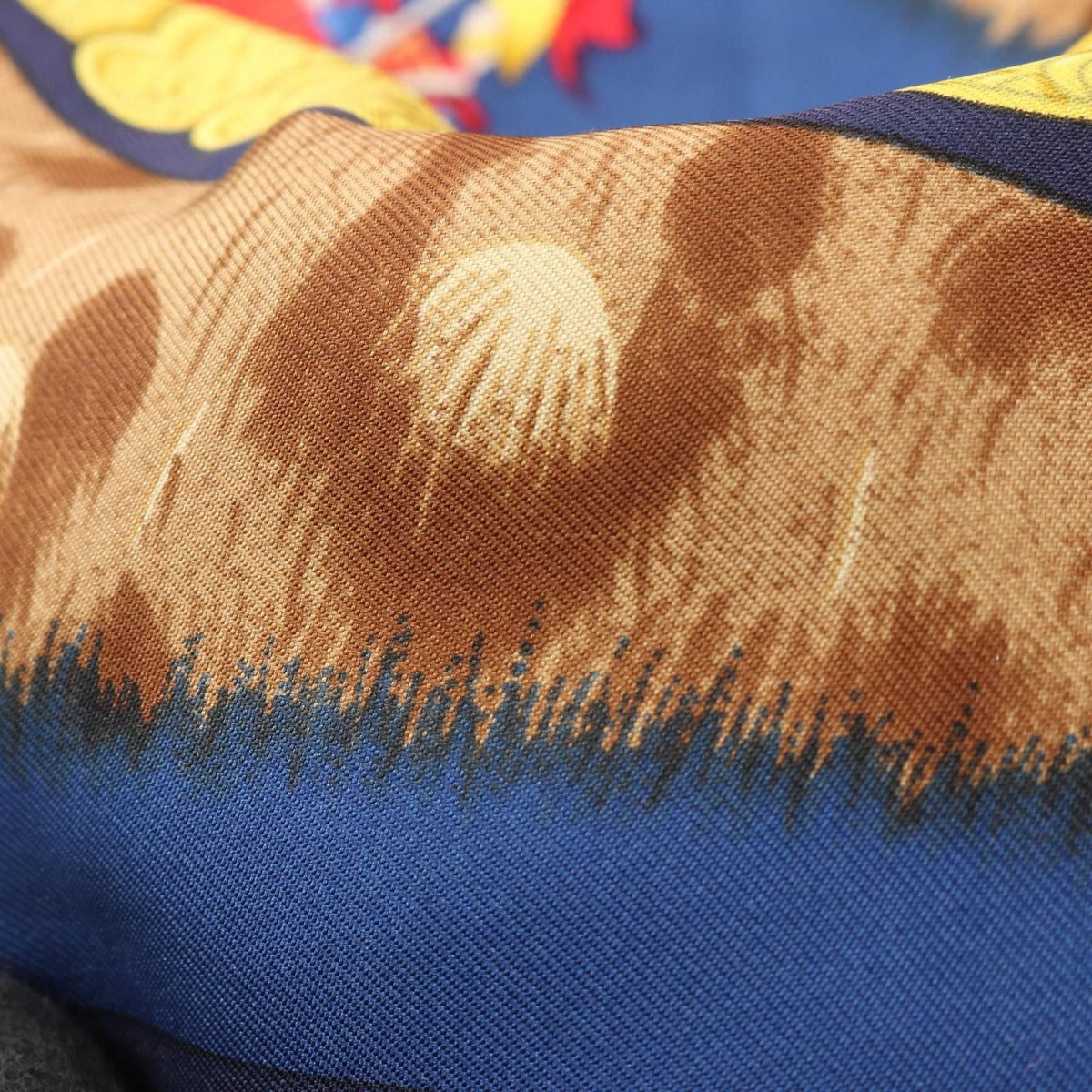 Hermes Scarf Carre 90 Casques Et Plumets Silk Blue Brown Multicolor — view 6