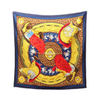 Hermes Scarf Carre 90 Casques Et Plumets Silk Blue Brown Multicolor
