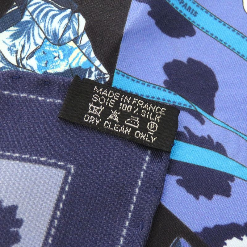 Hermes Carre 40 Monsieur ET Madame & Silk Blue Scarf 0821 — view 2