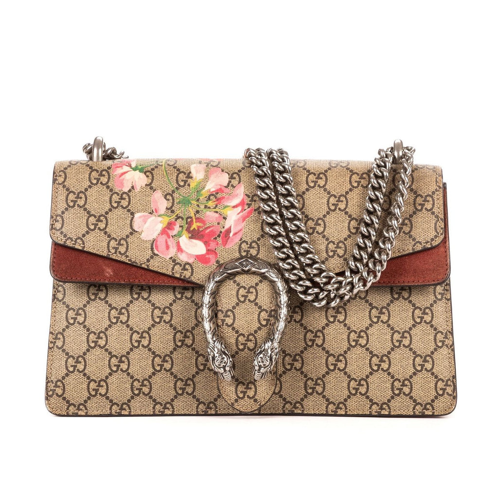 Gucci Blooms Dionysus Beige Burgundy Supreme Canvas Shoulder Bag