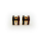 Hermes Earrings Pop Mini Ro Cover Pair Black Brown Gold