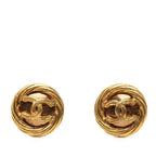 Chanel Vintage CC Logo Gold Plated Earrings