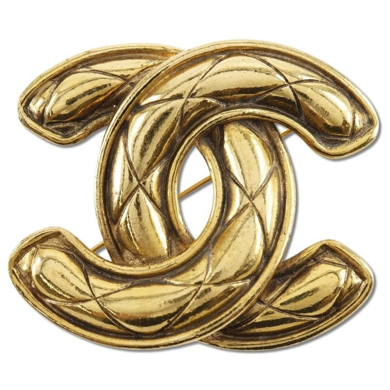 Chanel Coco Mark Quilted Vintage Gold Plated 32.5 g Brooch — view 2