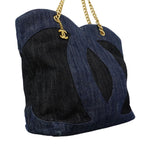 Chanel Chain Tote Denim Navy Gold — view 2