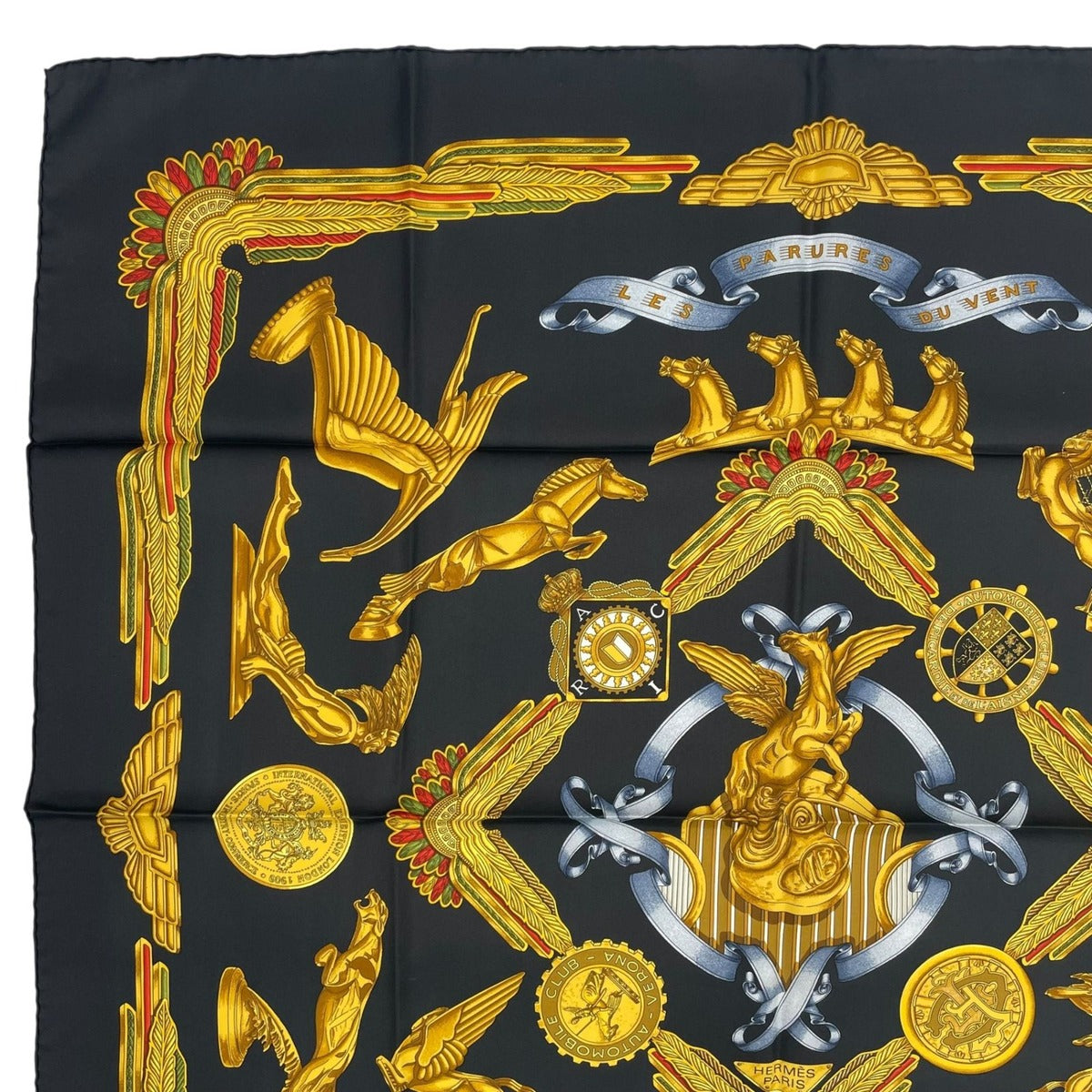 Hermes Scarf Silk Carre 90 les Parures du Vent Style Black — view 2