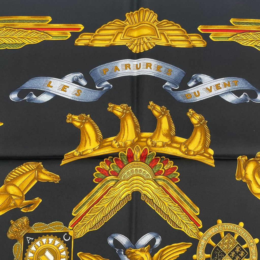 Hermes Scarf Silk Carre 90 les Parures du Vent Style Black — view 6