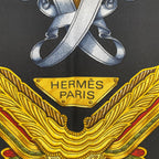 Hermes Scarf Silk Carre 90 les Parures du Vent Style Black — view 8
