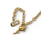Dior Christian Necklace Vintage Logo Rhinestone Gold — view 7