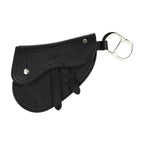 Christian Dior Saddle Poach Pouch Coin Case Leather Black Silver