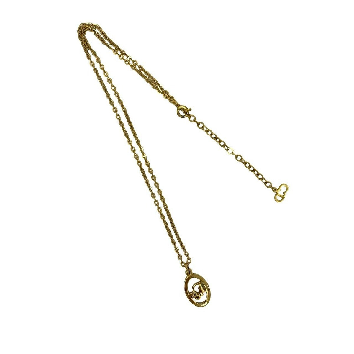 Dior Christian Logo Motif Chain Necklace Pendant Gold — view 6