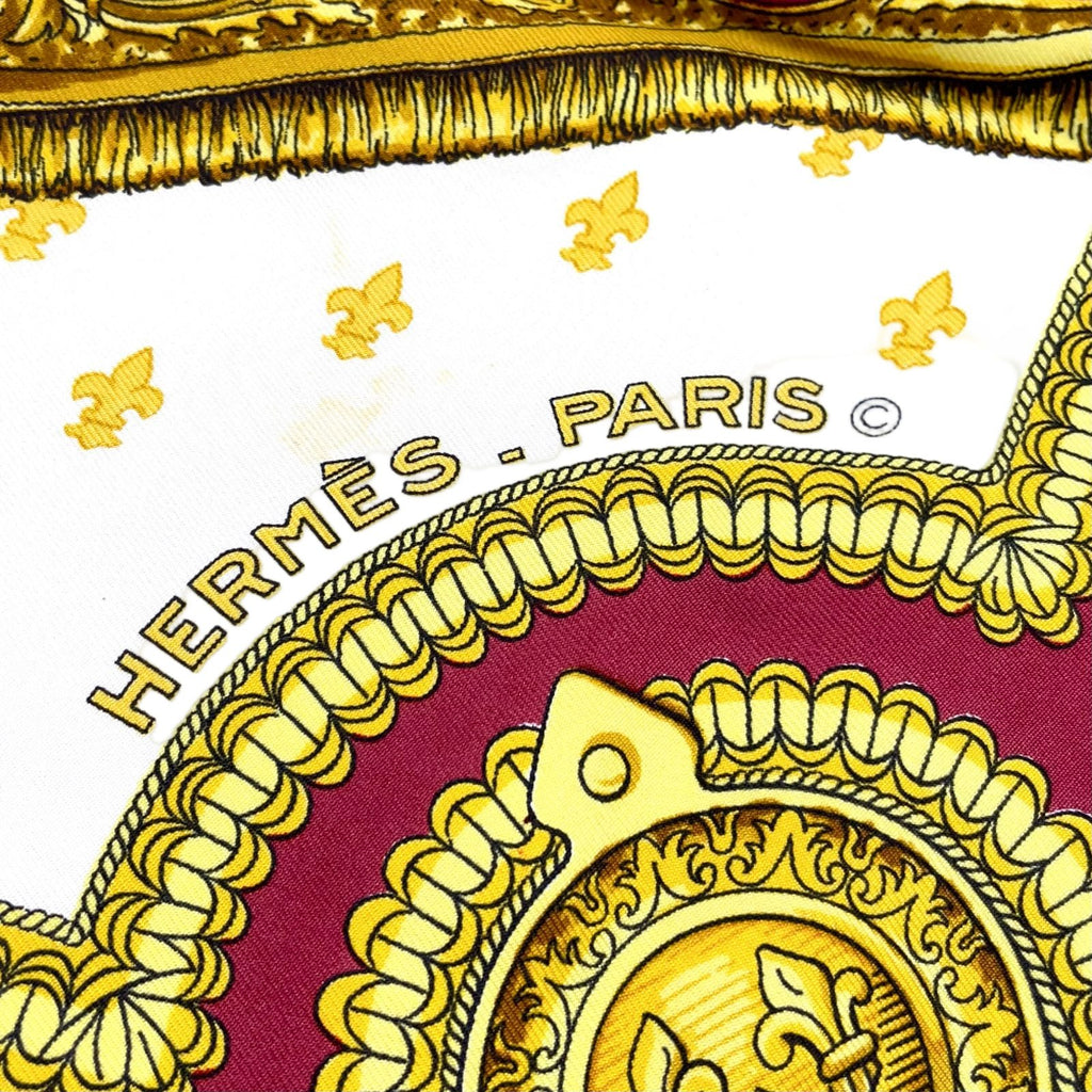 Hermes Carre 90 Selles a Housse Silk Off White Bordeaux Scarf — view 2