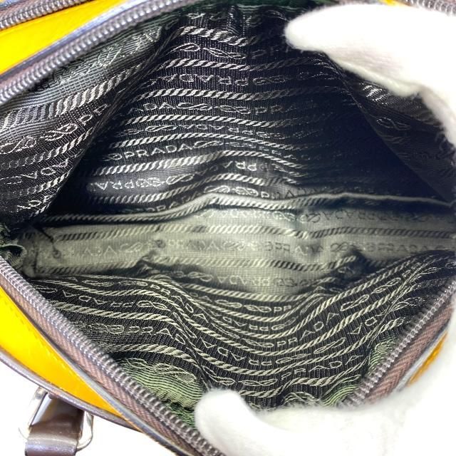 Prada Bow Sling Bag Tote Handbag Logo Leather Yellow Brown — view 9