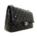 Chanel Shoulder Bag Deca Quilted Patent Leather Black Silver — view 2