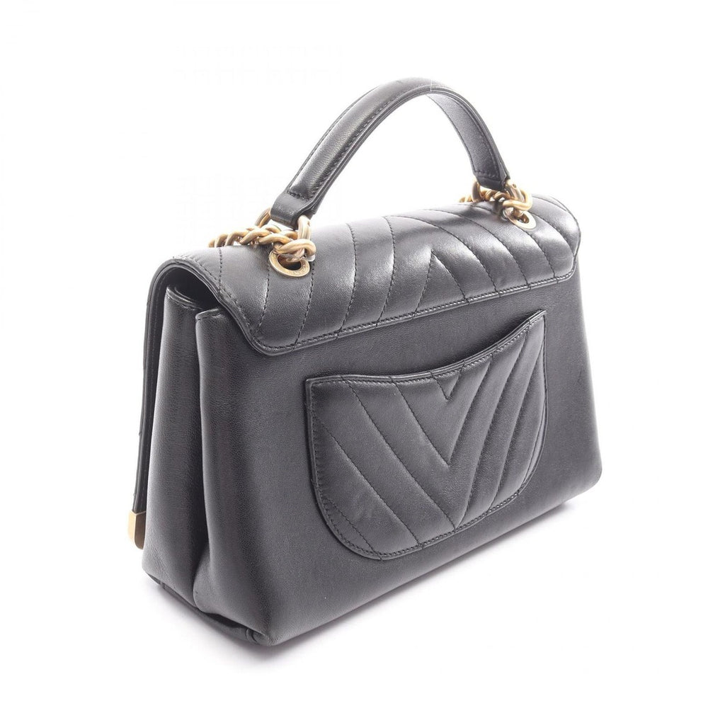 Chanel Shoulder Bag Top Handle Stitch Black Lambskin — view 2
