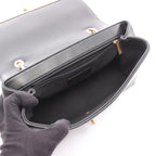 Chanel Shoulder Bag Top Handle Stitch Black Lambskin — view 3