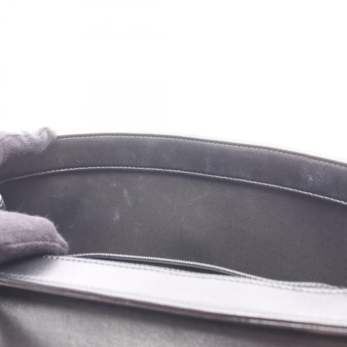 Chanel Shoulder Bag Top Handle Stitch Black Lambskin — view 6