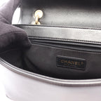 Chanel Shoulder Bag Top Handle Stitch Black Lambskin — view 7