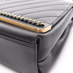 Chanel Shoulder Bag Top Handle Stitch Black Lambskin — view 9
