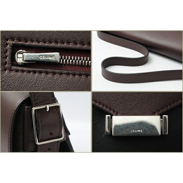 Celine Shoulder Bag Clutch pfb.28 bd Burgundy with Strap 2-Way — view 3