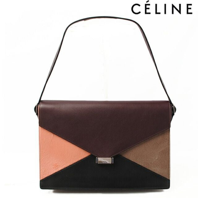 Celine Shoulder Bag Clutch pfb.28 bd Burgundy with Strap 2-Way