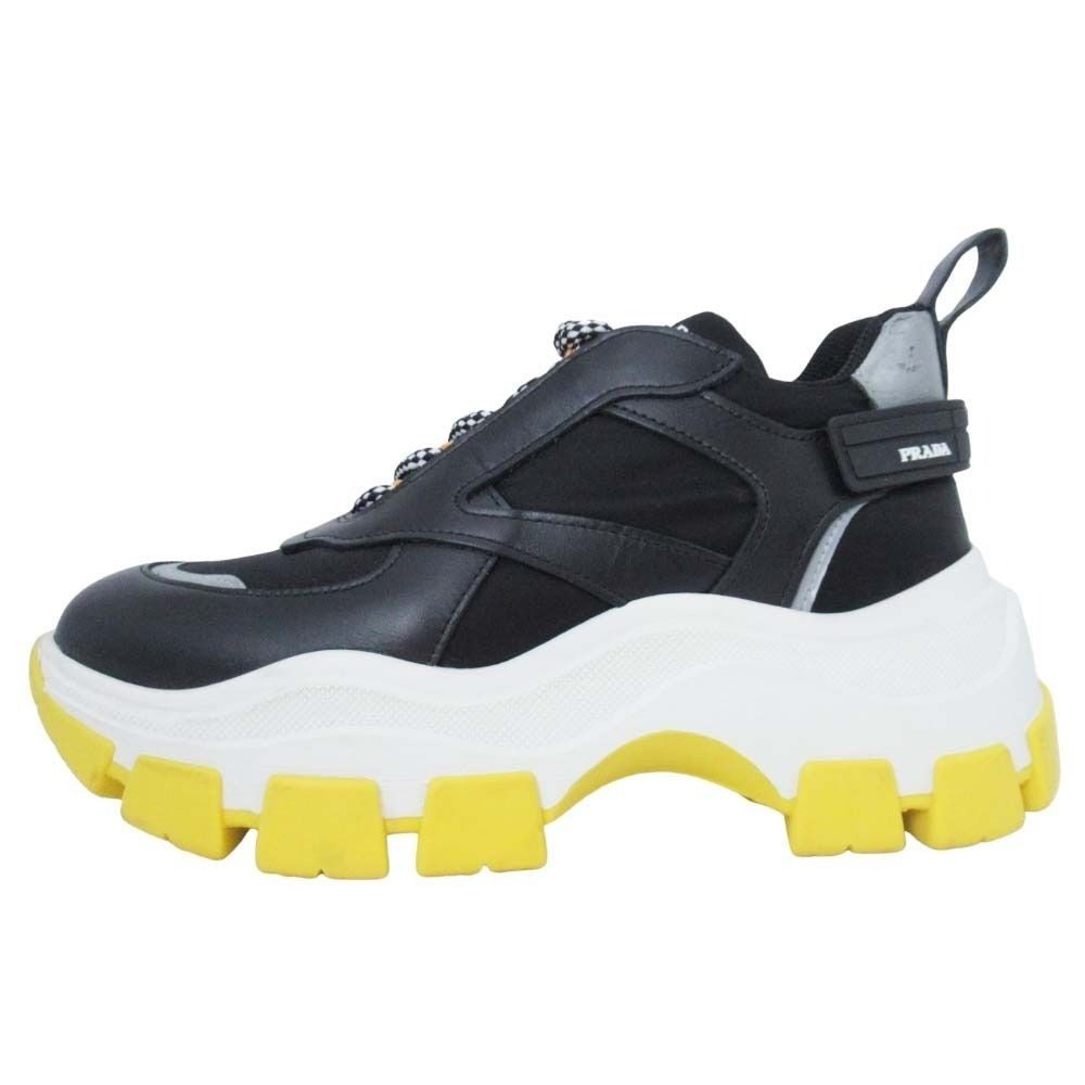 Prada Block Sneakers Volume Sole Low Top Platform Shoes Logo 37.5 Black
