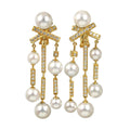 Chanel Akoya Pearl 7..0 Diamond Earrings 18k YG Yellow Gold 750 Pierced
