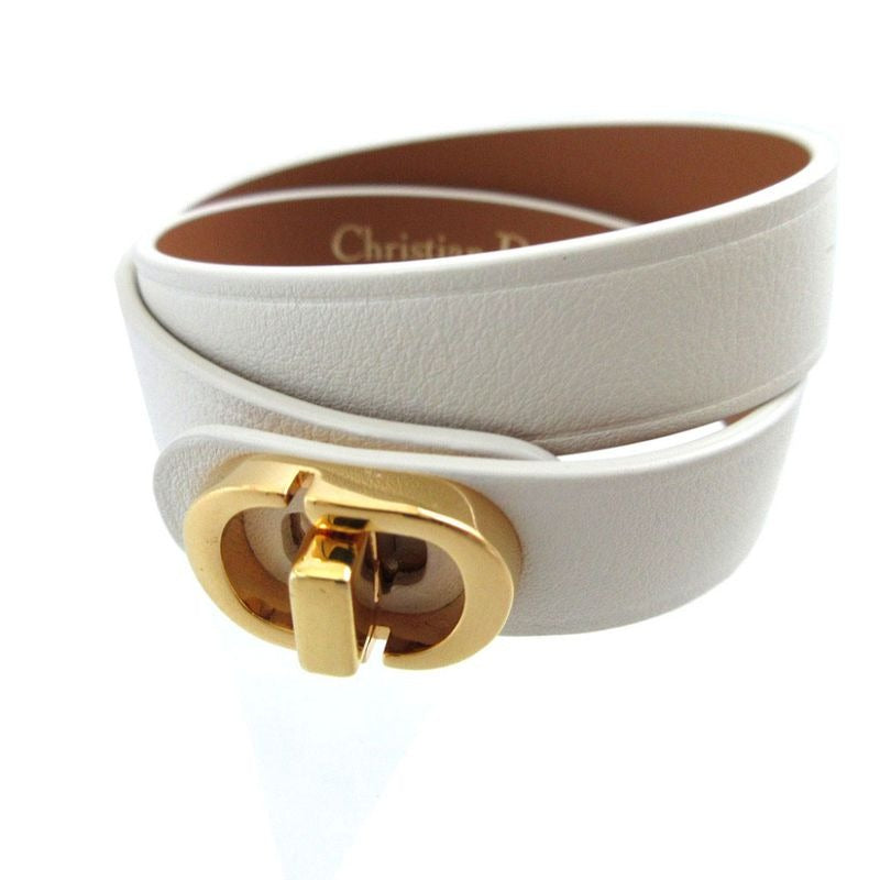 Christian Dior 30 Montaigne B1760 M Size Leather Ivory White Double Bracelet Belt — view 2