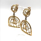 Chanel CC Logo Birdcage Vintage Swing Earrings 2 9 Gold — view 3