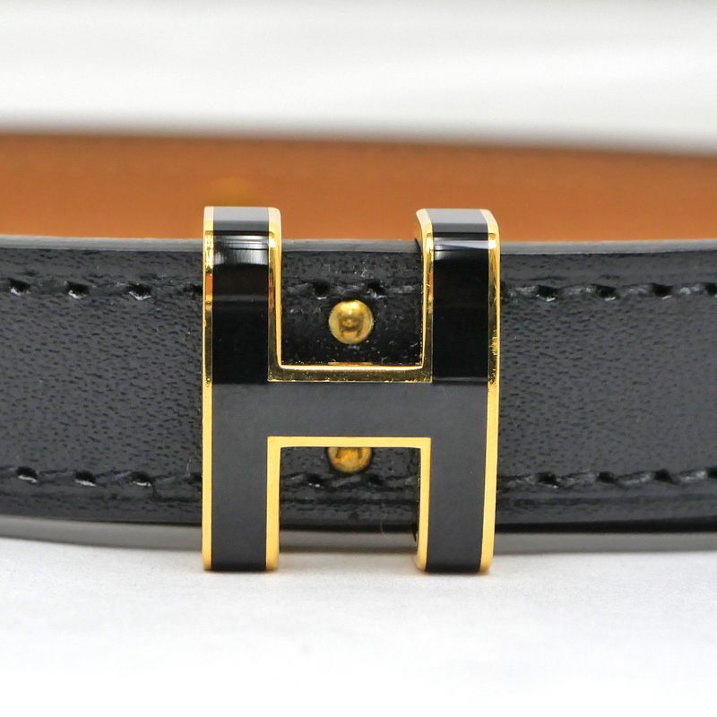 Hermes Belt Pop H Courte 15 80 cm Black Gold Hardware — view 6