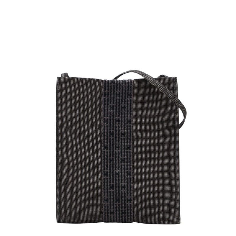 Hermes Her Line Crossbody Shoulder Bag Pochette Gray Black Canvas
