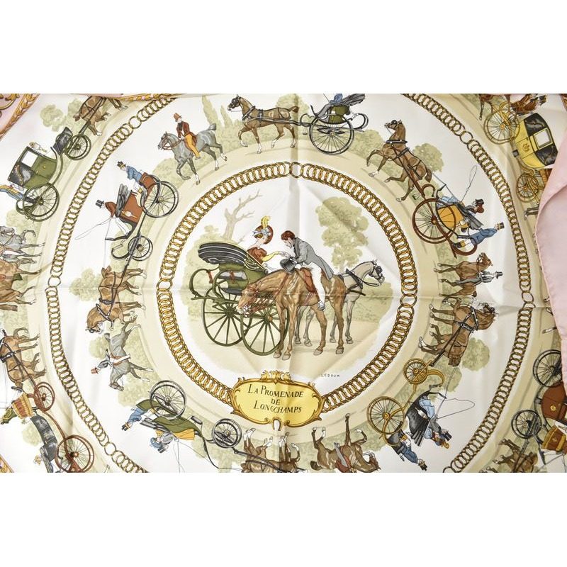 Hermes Scarf Carre 90 Walk to Long Chien la Promenade de Longchamps Silk Light — view 4