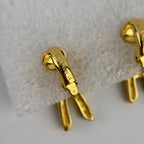 Dior Earrings Gold CD Logo Ribbon Vintage — view 7