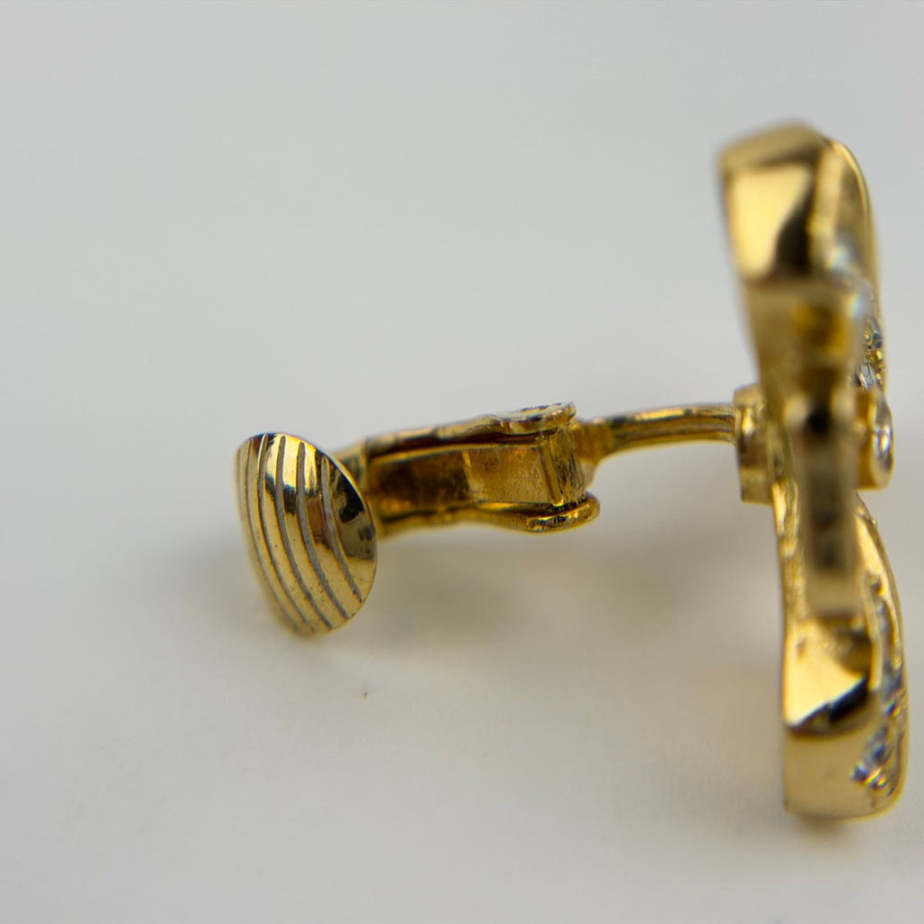 Dior Earrings Gold CD Logo Ribbon Vintage — view 9