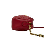 Gucci GG Marmont Logo Quilted Leather Shoulder Bag Pochette Red — view 6