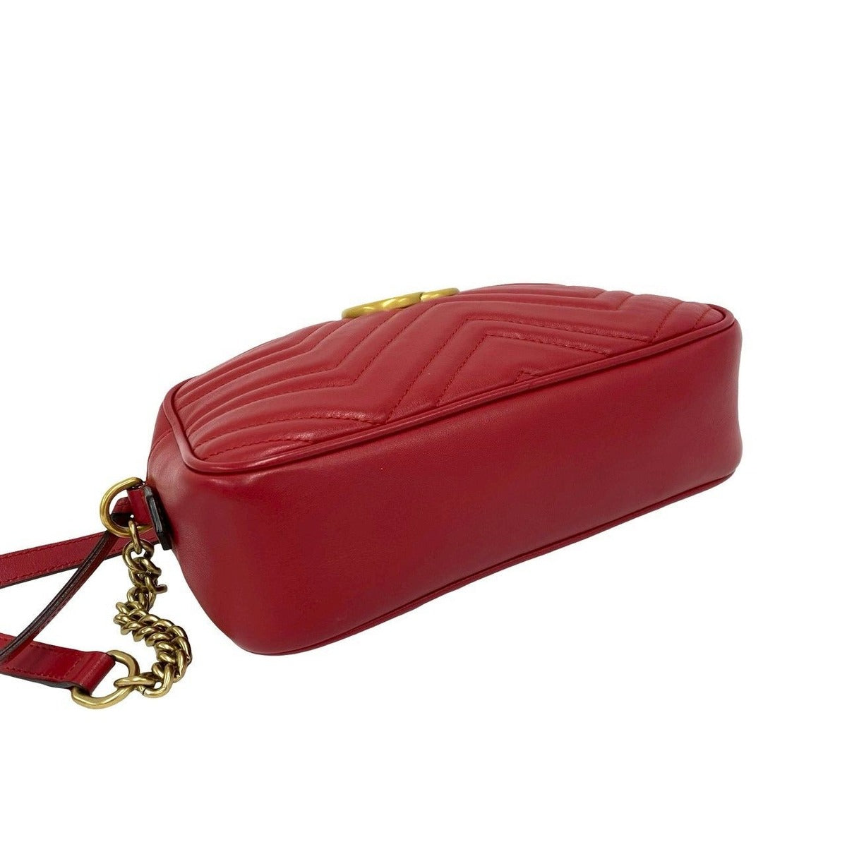 Gucci GG Marmont Logo Quilted Leather Shoulder Bag Pochette Red — view 7