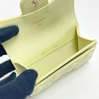 Chanel Quilted Classic Flap Card Case Ap0214 Light Yellow Caviar Leather — view 3