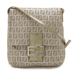 Fendi Zucchino Pattern Shoulder Bag Pochette Crossbody Canvas Leather