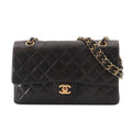 Chanel Quilted 25 Chain Shoulder Bag Lambskin Black Gold CC Logo