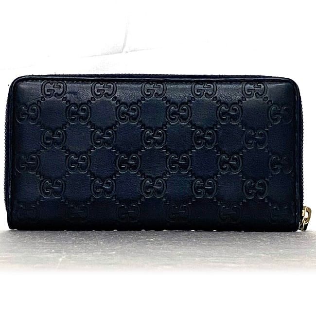 Gucci Round Zipper Long Wallet Navy Striped Line — view 2