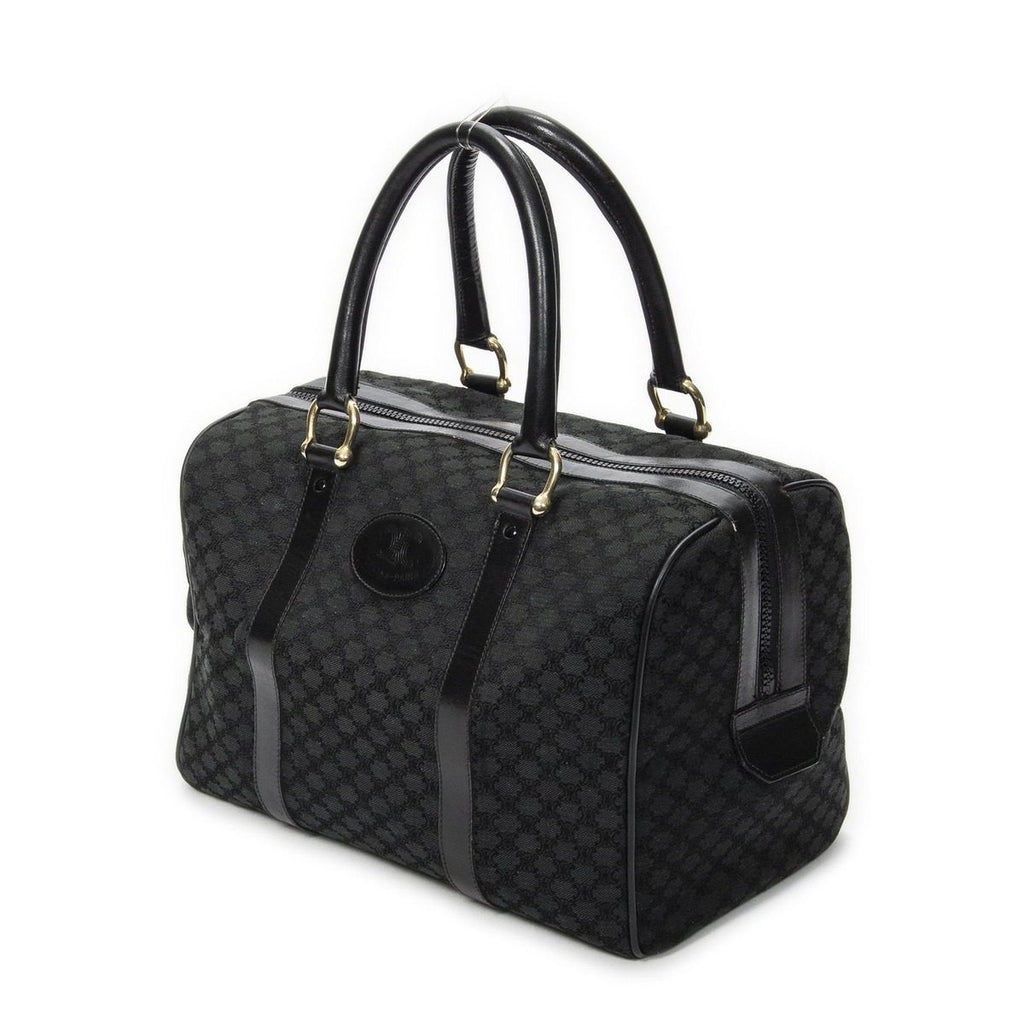 Celine Vintage Boston Black Macadam Canvas Shoulder Bag — view 2