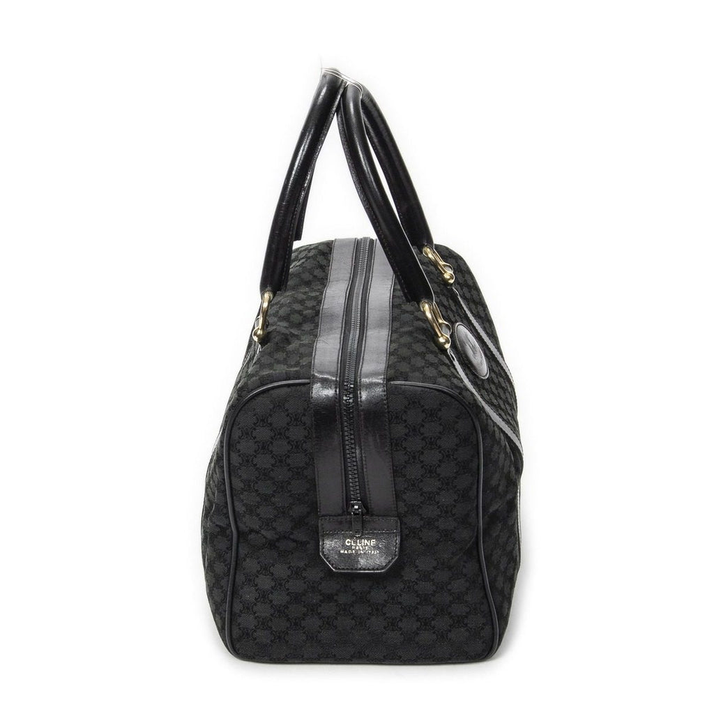 Celine Vintage Boston Black Macadam Canvas Shoulder Bag — view 4