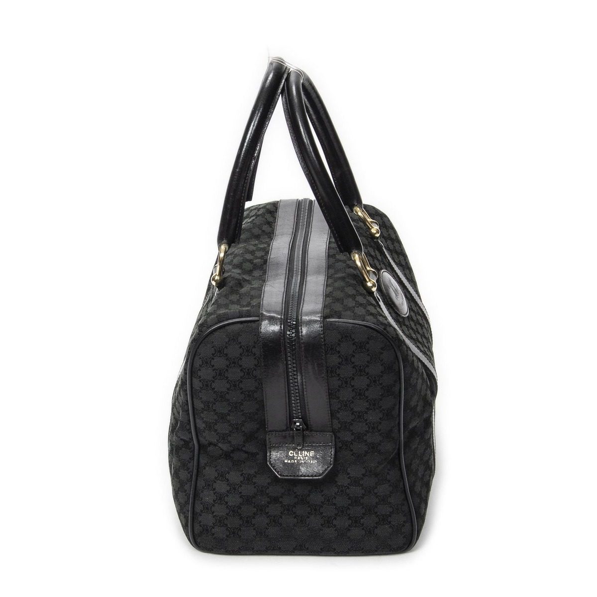 Celine Vintage Boston Black Macadam Canvas Shoulder Bag — view 4