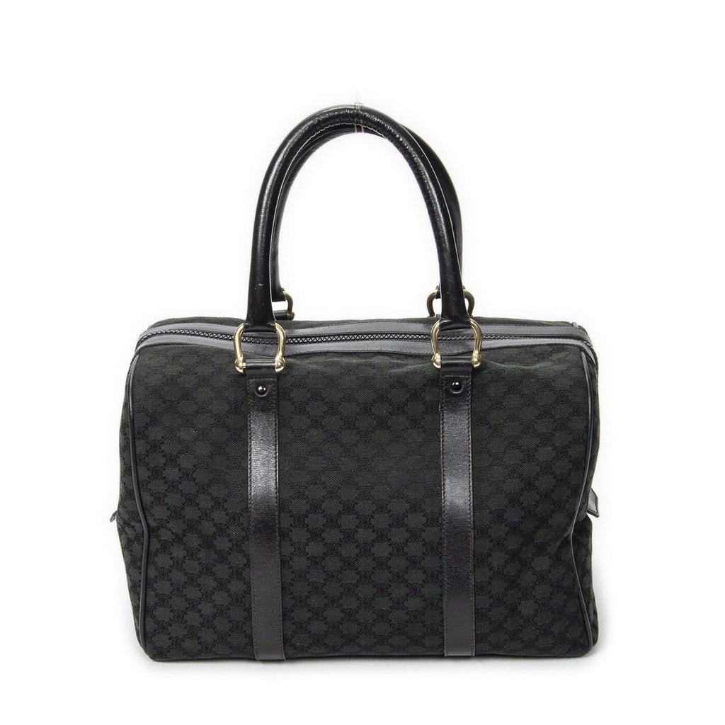 Celine Vintage Boston Black Macadam Canvas Shoulder Bag — view 5