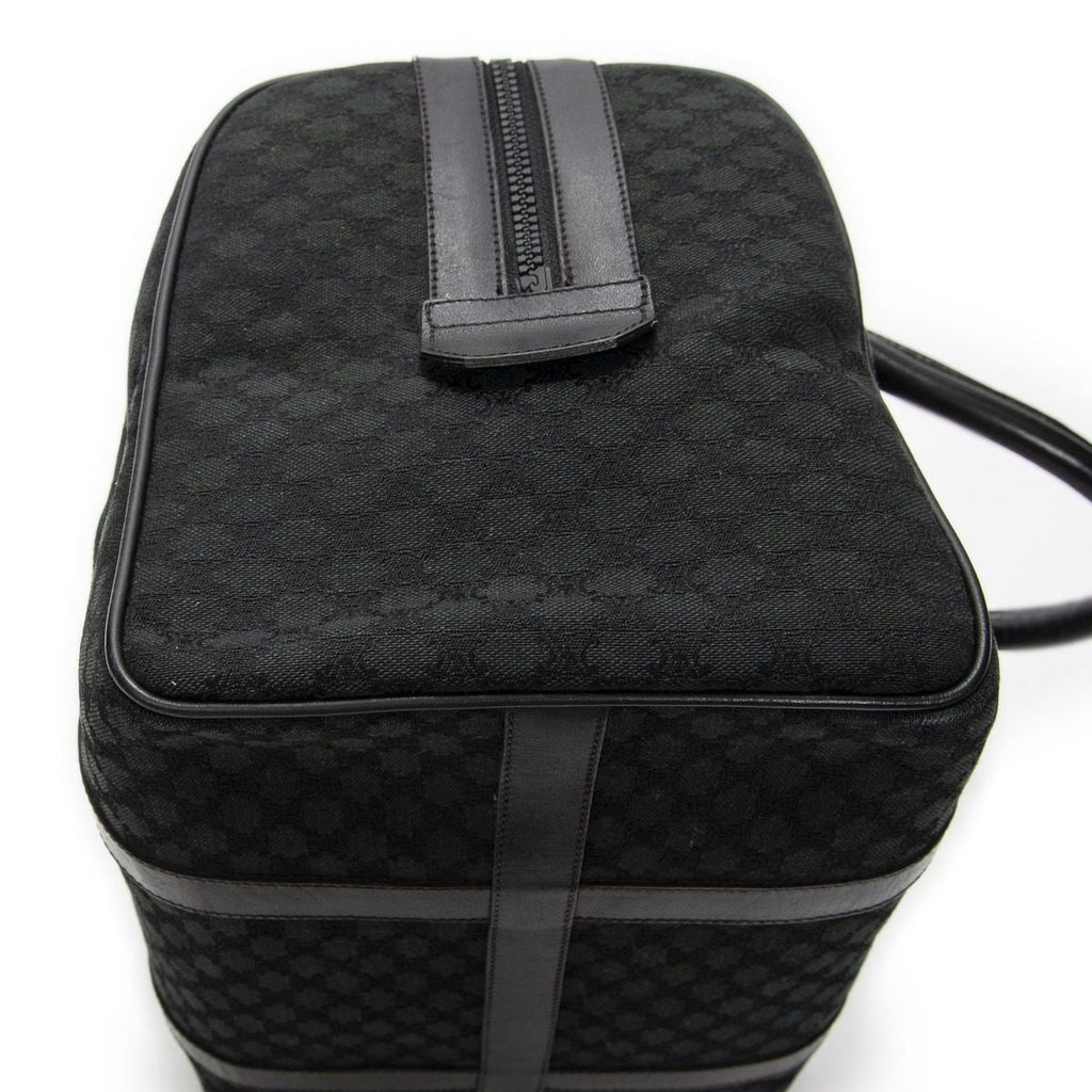 Celine Vintage Boston Black Macadam Canvas Shoulder Bag — view 8