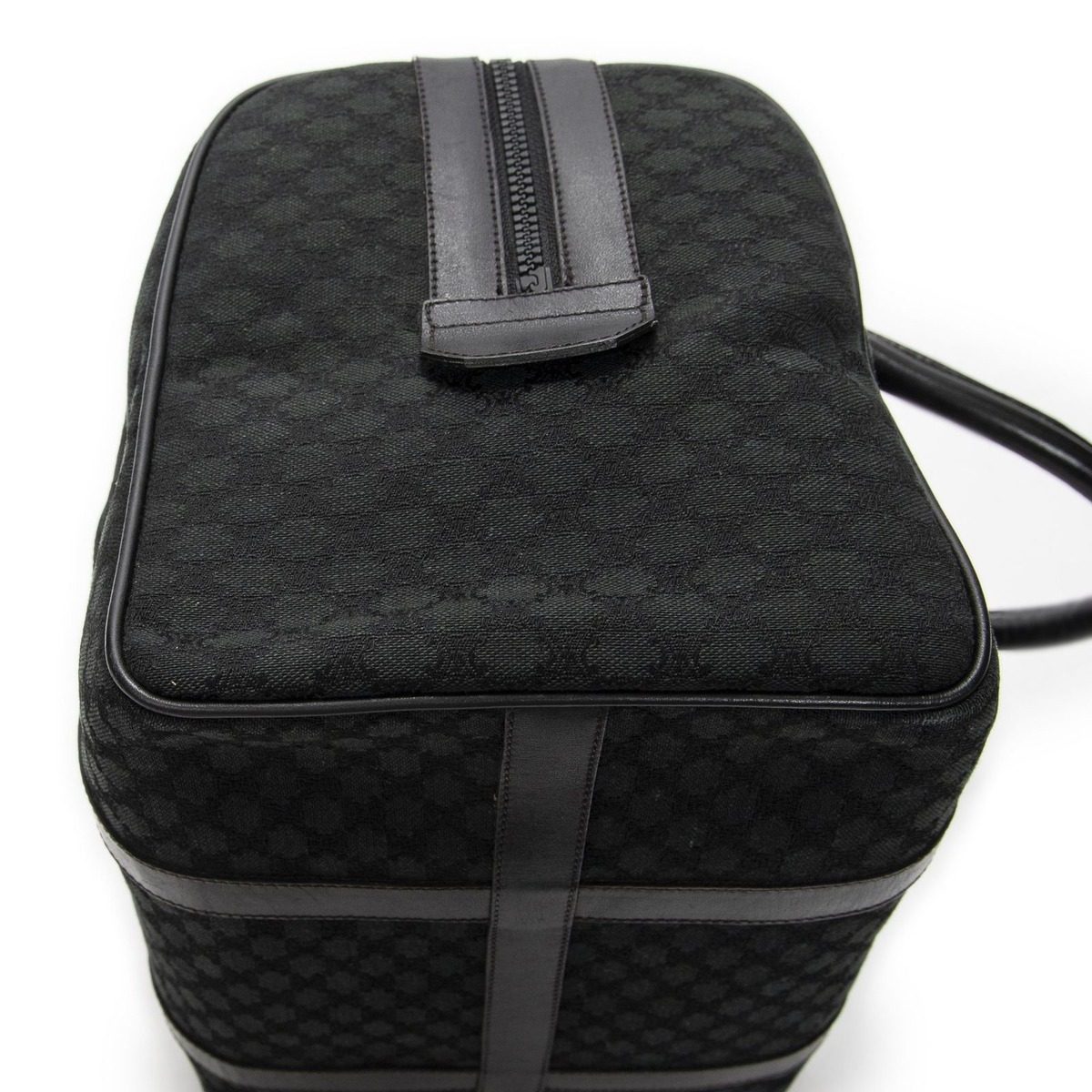 Celine Vintage Boston Black Macadam Canvas Shoulder Bag — view 8