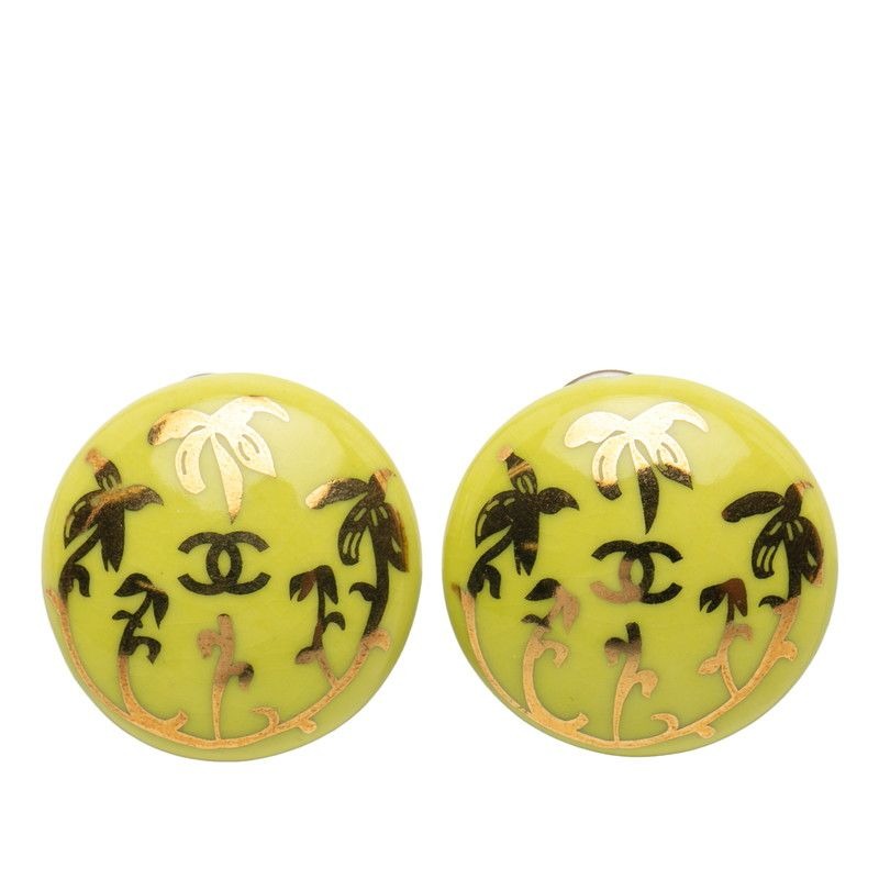 Chanel Coco Mark Light Green Gold Plated